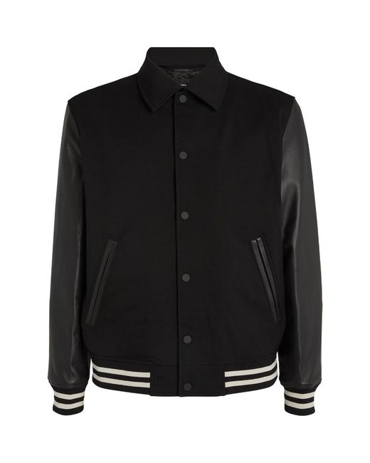 Theory Leather-Sleeve Varsity Jacket