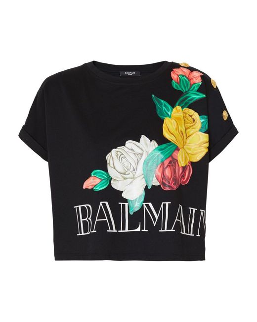 Balmain Vintage Roses Print T-Shirt