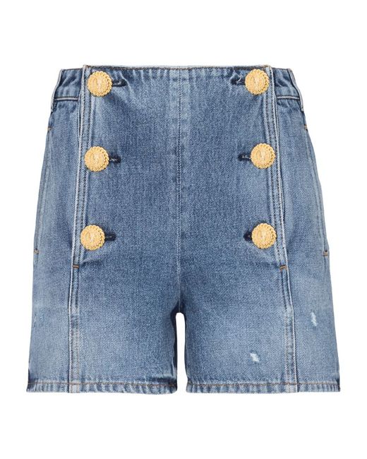 Balmain Denim Button-Detail Shorts