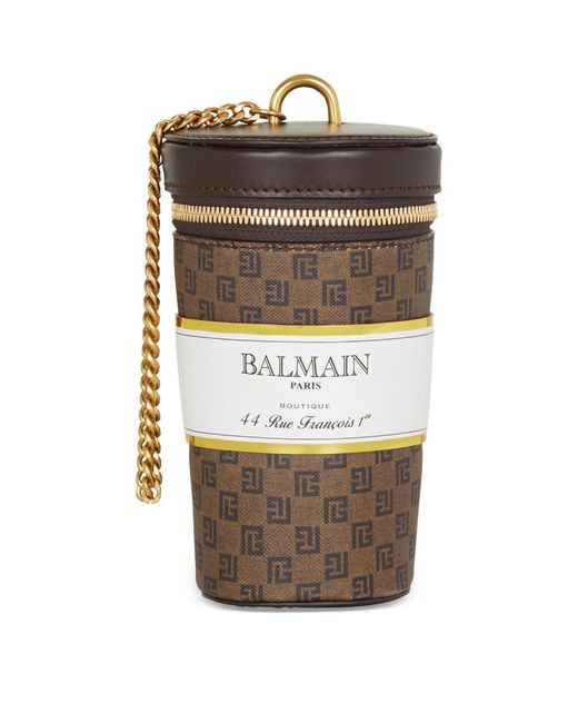 Balmain Small Monogram Coffee Cup Clutch Bag