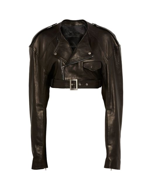 Rick Owens Leather Cropped Giacca Jacket