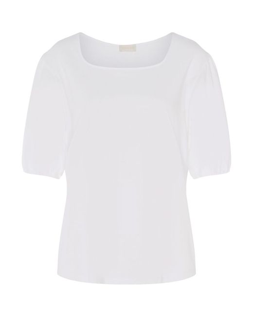 Hanro Cotton Puff-Sleeve Natural T-Shirt