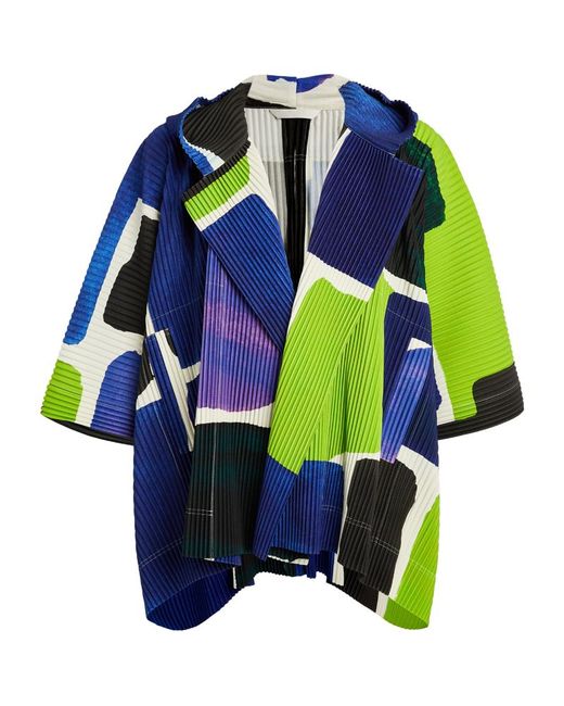 Homme Pliss Issey Miyake Landscape Print Hooded Shirt
