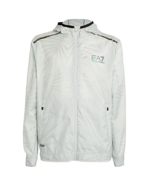 Ea7 Patterned Logo Zip-Up Jacket