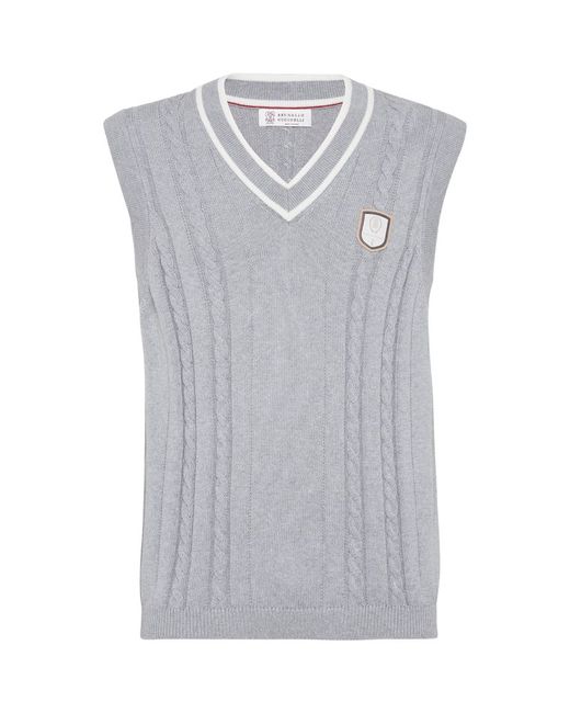 Brunello Cucinelli Cotton Cable-Knit Sweater Vest