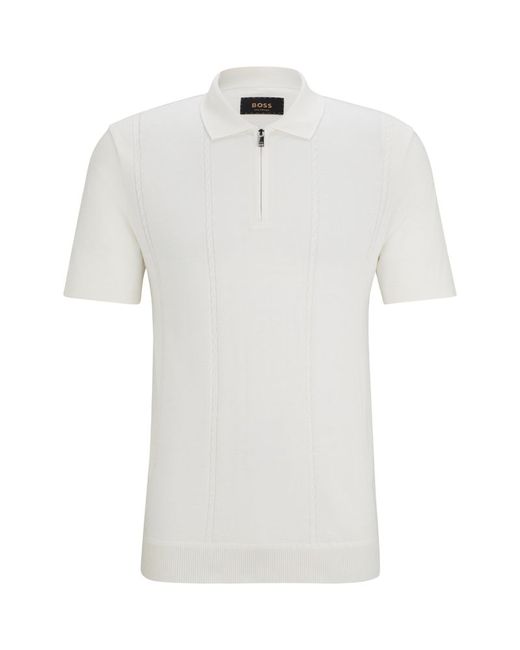 Boss Cotton-Silk Zip-Up Polo Shirt