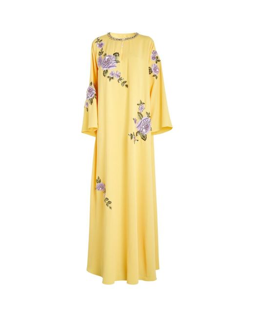 Carolina Herrera Embellished Floral Kaftan Gown