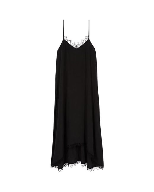 The Kooples Silk Lace-Trim Midi Dress