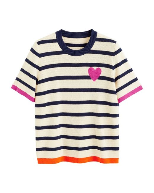 Chinti And Parker Striped Breton Heart T-Shirt