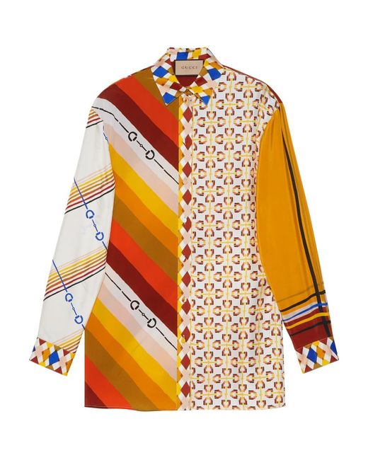 Gucci Silk Heritage Patchwork Print Shirt