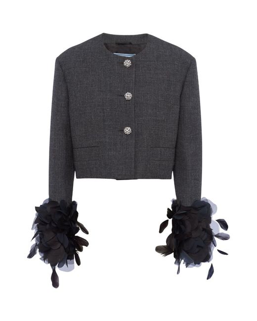 Prada Wool Feather-Trim Jacket