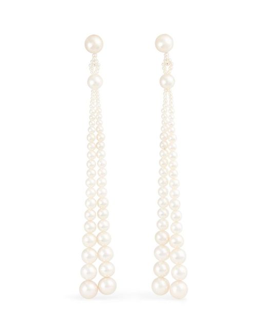 Sophie Bille Brahe Yellow And Pearl Peggy Opera Drop Earrings
