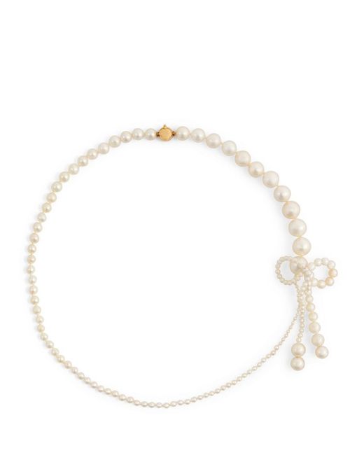 Sophie Bille Brahe Yellow And Pearl Peggy Rosette Necklace