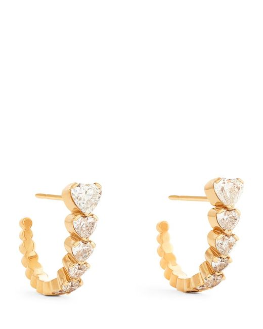 Sophie Bille Brahe Yellow And Diamond Boucle Coeur Hoop Earrings
