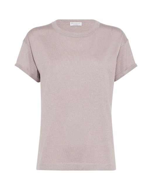 Brunello Cucinelli Silk-Cashmere Lamé T-Shirt