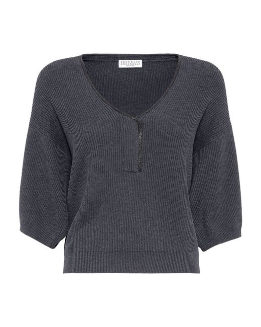 Brunello Cucinelli Short-Sleeve Sweater