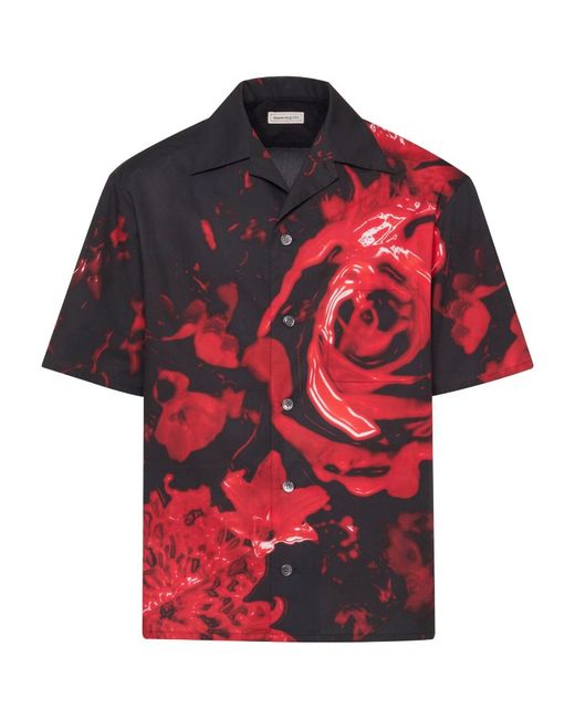 Alexander McQueen Floral Print Short-Sleeve Shirt