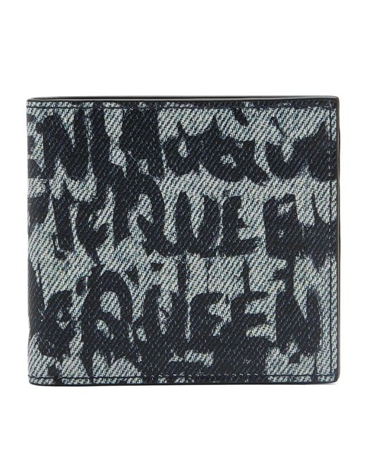 Alexander McQueen Leather Graffiti Logo Bifold Wallet