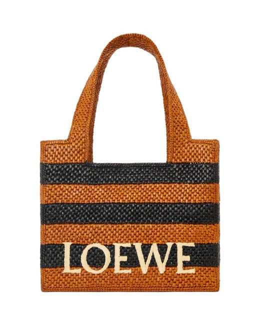 Loewe X PaulaS Ibiza Medium Raffia Striped Font Tote Bag
