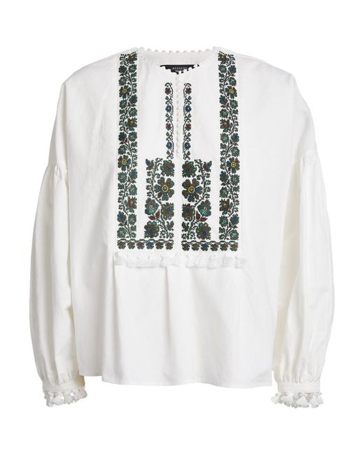 Weekend Max Mara Cotton-Linen Embroidered Blouse