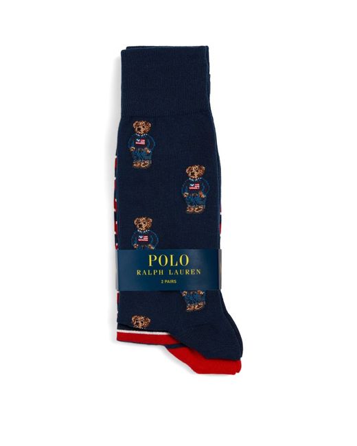 Polo Ralph Lauren Polo Bear Striped Socks Pack Of 2