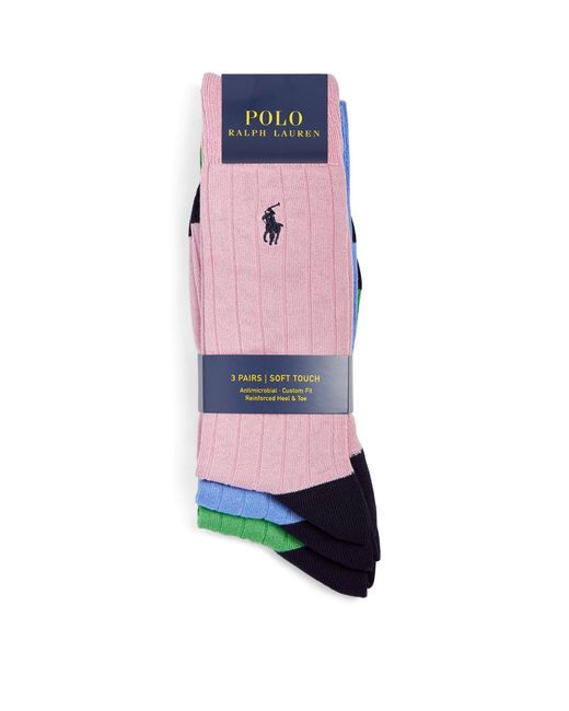 Polo Ralph Lauren Ribbed Polo Pony Crew Socks Pack Of 3