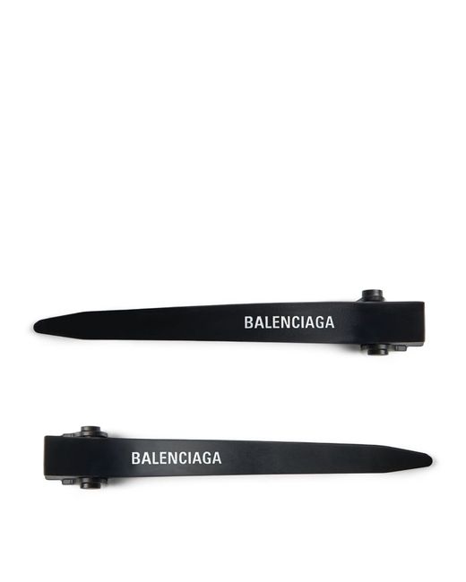 Balenciaga Set Of 2 Engraved Logo Hair Clips
