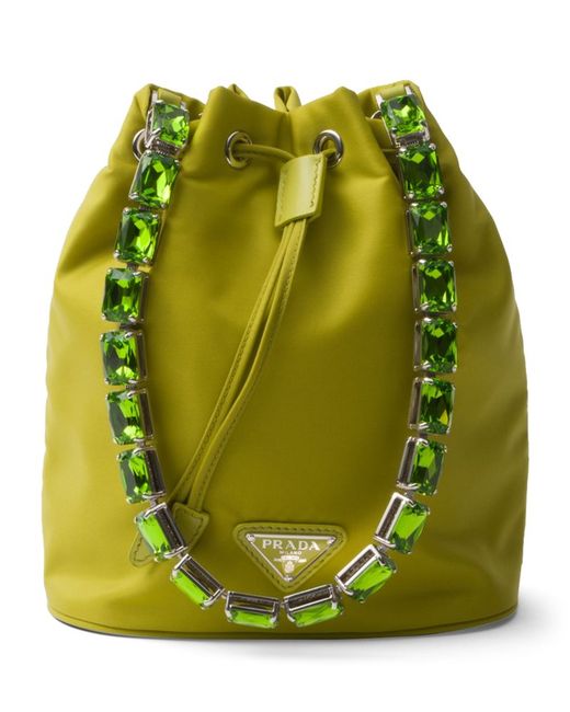 Prada Mini Re-Nylon Embellished Bucket Bag