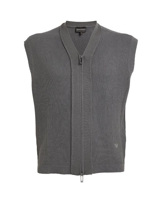 Emporio Armani Patterned-Knit Zip-Up Cardigan