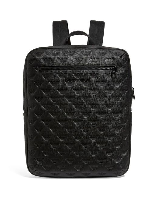 Emporio Armani Leather Debossed-Logo Backpack