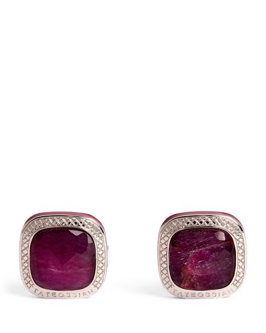 Tateossian Sterling And Ruby Square Cufflinks
