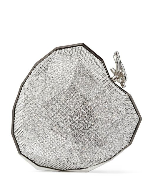 Jimmy Choo Crystal-Embellished Heart Clutch Bag