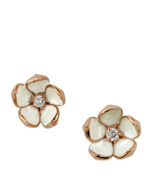 Shaun Leane Large Gold Vermeil And Diamond Cherry Blossom Flower Earrings