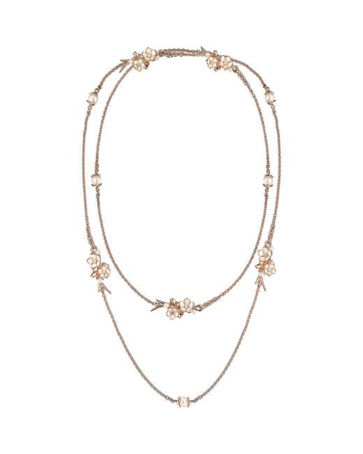 Shaun Leane Rose Vermeil Diamond And Pearl Cherry Blossom Sautoir Necklace