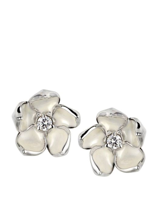 Shaun Leane Large Sterling And Diamond Cherry Blossom Flower Earrings