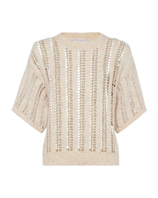 Brunello Cucinelli Wool-Mohair Blend Crochet Sweater