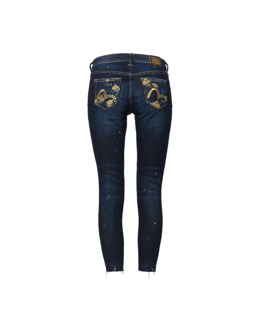Evisu Skinny-fit Jeans With Calendula And Seagull Embroidery