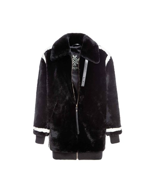 Mr & Mrs Italy Black And White Shearling Bomber