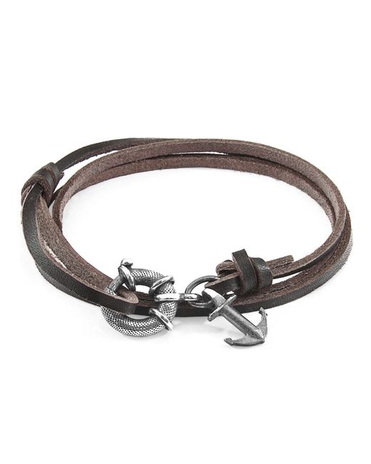 Anchor & Crew Dark Clyde Anchor Silver And Flat Leather
