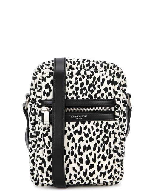 Saint Laurent Monochrome leopard-print canvas cross-body bag