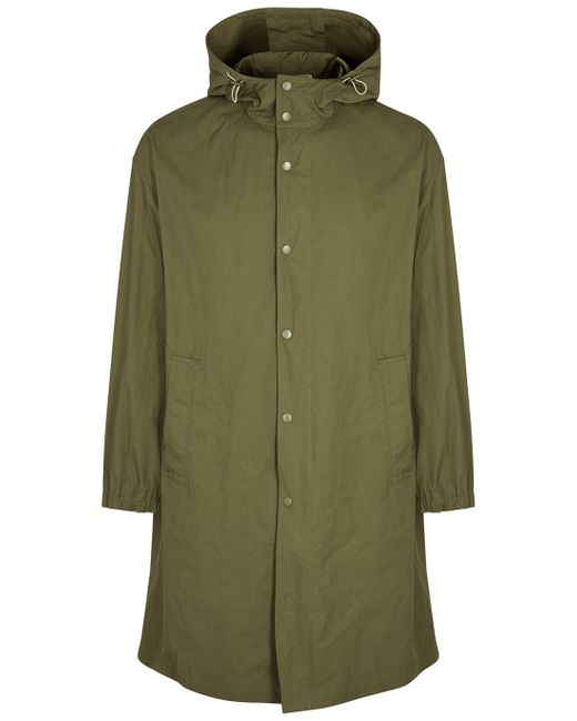 Helmut Lang Army green hooded shell-twill jacket