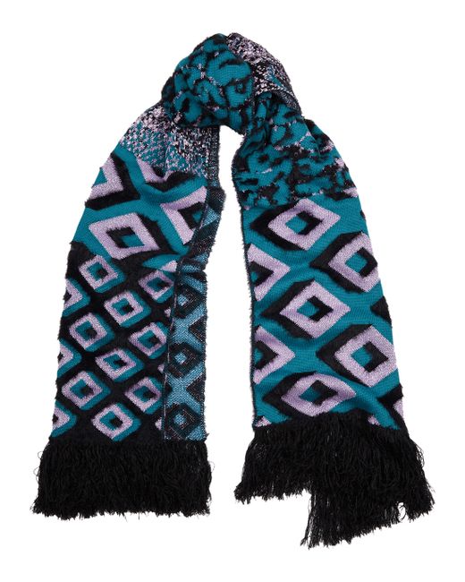 Diane von Furstenberg Afsana turquoise and purple knitted scarf