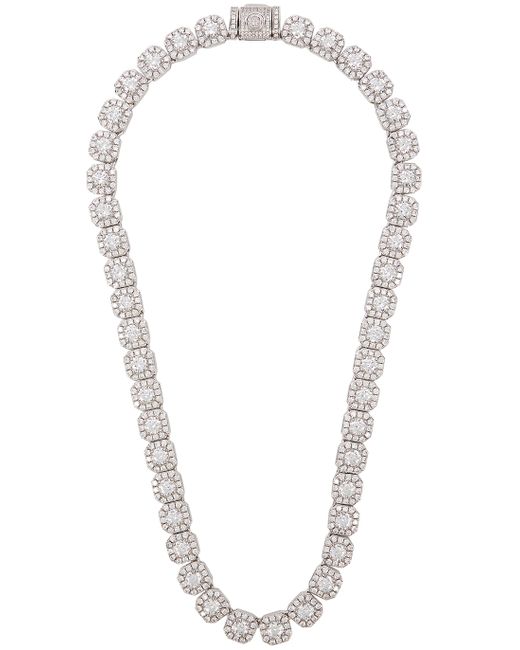Cernucci Clustered Tennis 18kt white gold-plated necklace