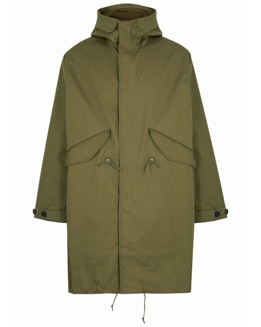 Nudie Jeans Christian army green cotton-twill parka