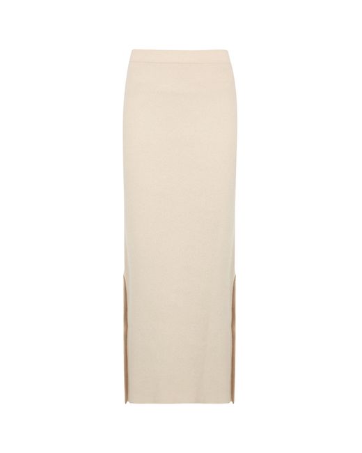 Allude Cream Wool And Cashmere-blend Skirt