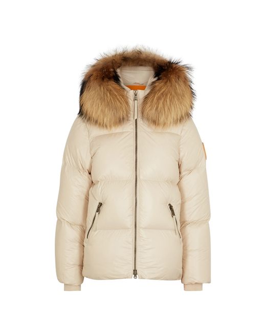 Arctic Army Almond Fur-trimmed Quilted Shell Jacket
