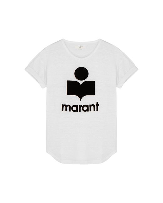 Isabel Marant Etoile Koldi Logo-flocked Linen T-shirt