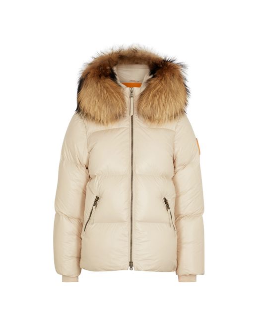Arctic Army Almond Fur-trimmed Quilted Shell Jacket