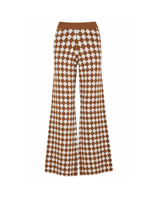 Kitri Kindra Checked Wide-leg Knitted Trousers