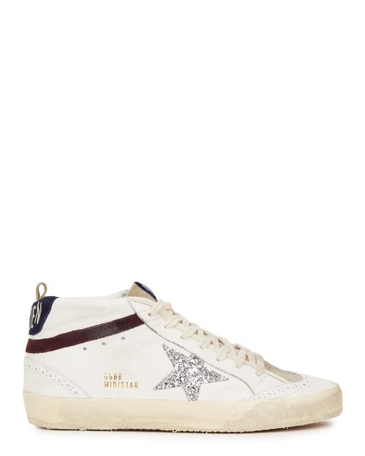 Golden Goose Mid Star Distressed Leather Sneakers